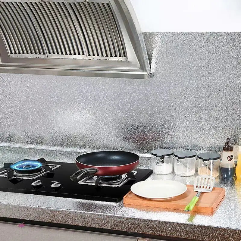 Kitchen stickers self-adhesive aluminum foil waterproof and oil-proof stickers suitable for countertops drawers cabinets walls