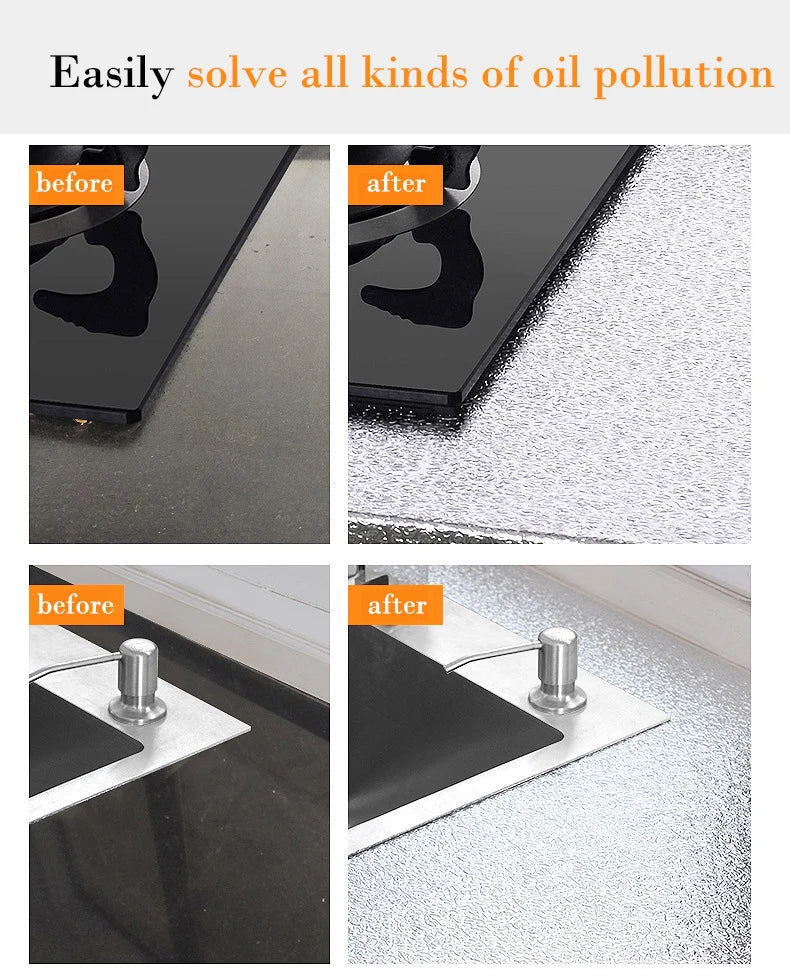 Kitchen stickers self-adhesive aluminum foil waterproof and oil-proof stickers suitable for countertops drawers cabinets walls