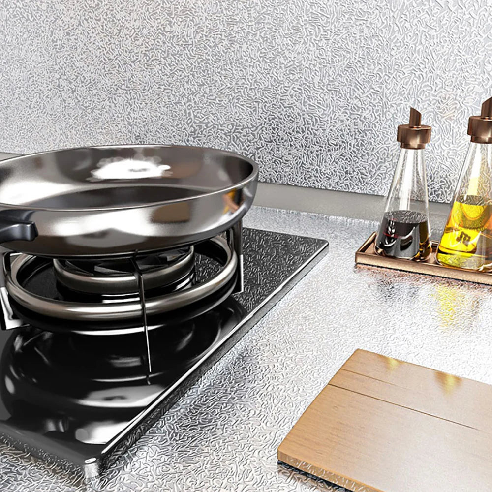 Kitchen stickers self-adhesive aluminum foil waterproof and oil-proof stickers suitable for countertops drawers cabinets walls