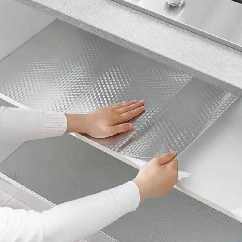 Kitchen stickers self-adhesive aluminum foil waterproof and oil-proof stickers suitable for countertops drawers cabinets walls