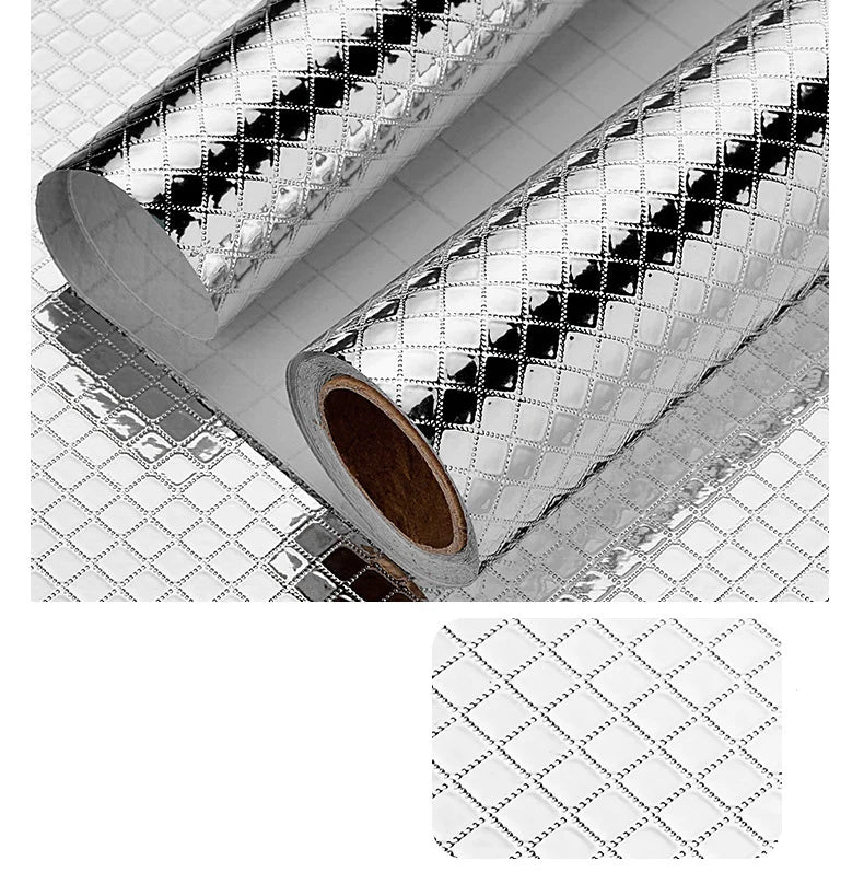 Kitchen stickers self-adhesive aluminum foil waterproof and oil-proof stickers suitable for countertops drawers cabinets walls