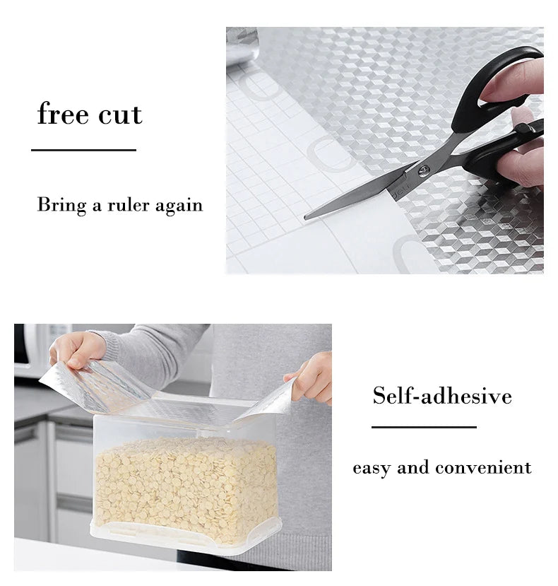 Kitchen stickers self-adhesive aluminum foil waterproof and oil-proof stickers suitable for countertops drawers cabinets walls