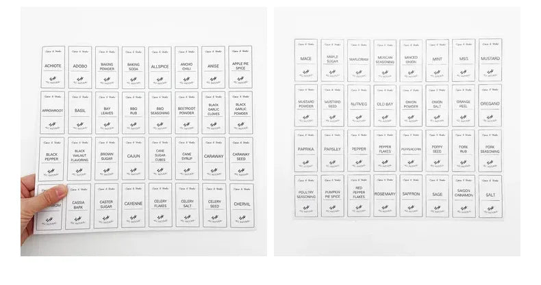 Kitchen Food Stickers Waterproof Food Spice Jar Label Seasoning Jar Sticker white black  Kitchen Canning Stickers Set