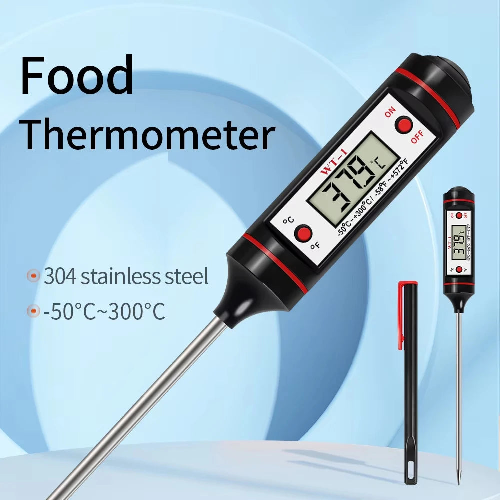 Kitchen Meat Thermometer Probe Type Digital Food Thermometer Cooking 300℃ Electronic Temperature Heat Gauge For Meat BBQ Milk