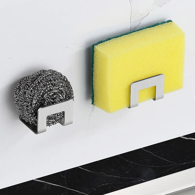 Kitchen Sink Sponge Holder Self Adhesive Drain Drying Rack Wall Hooks Sponge Stand Storage Organizer For Kitchen Sink Organizer