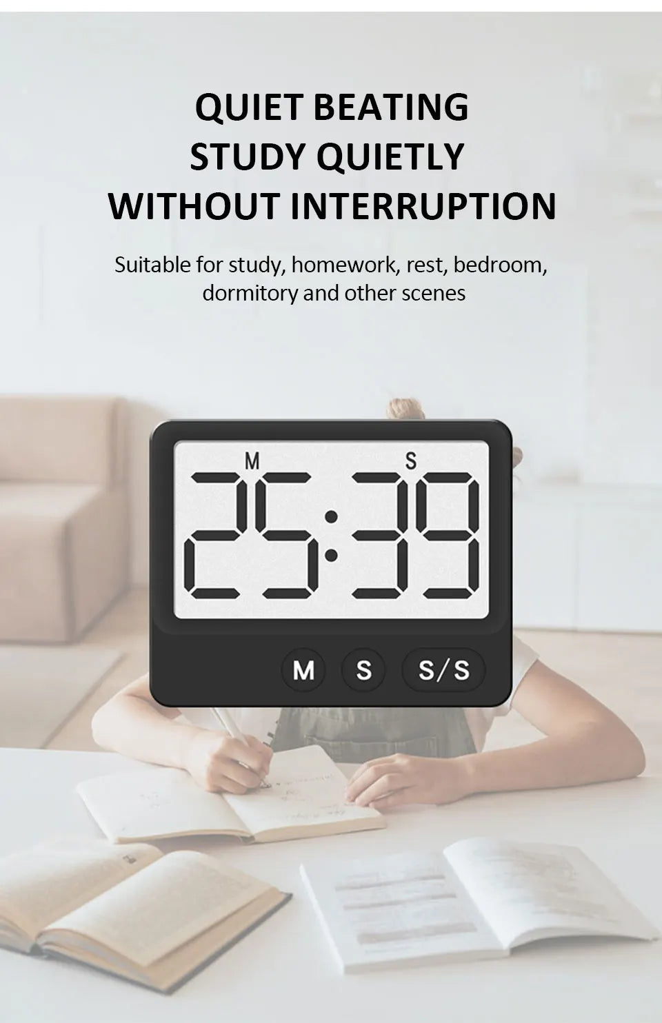 Kitchen Timer Digital Cooking Timer Magnetic Suction Countdown LCD Large Screen Digital Reminder Timer Study Countdown Timer
