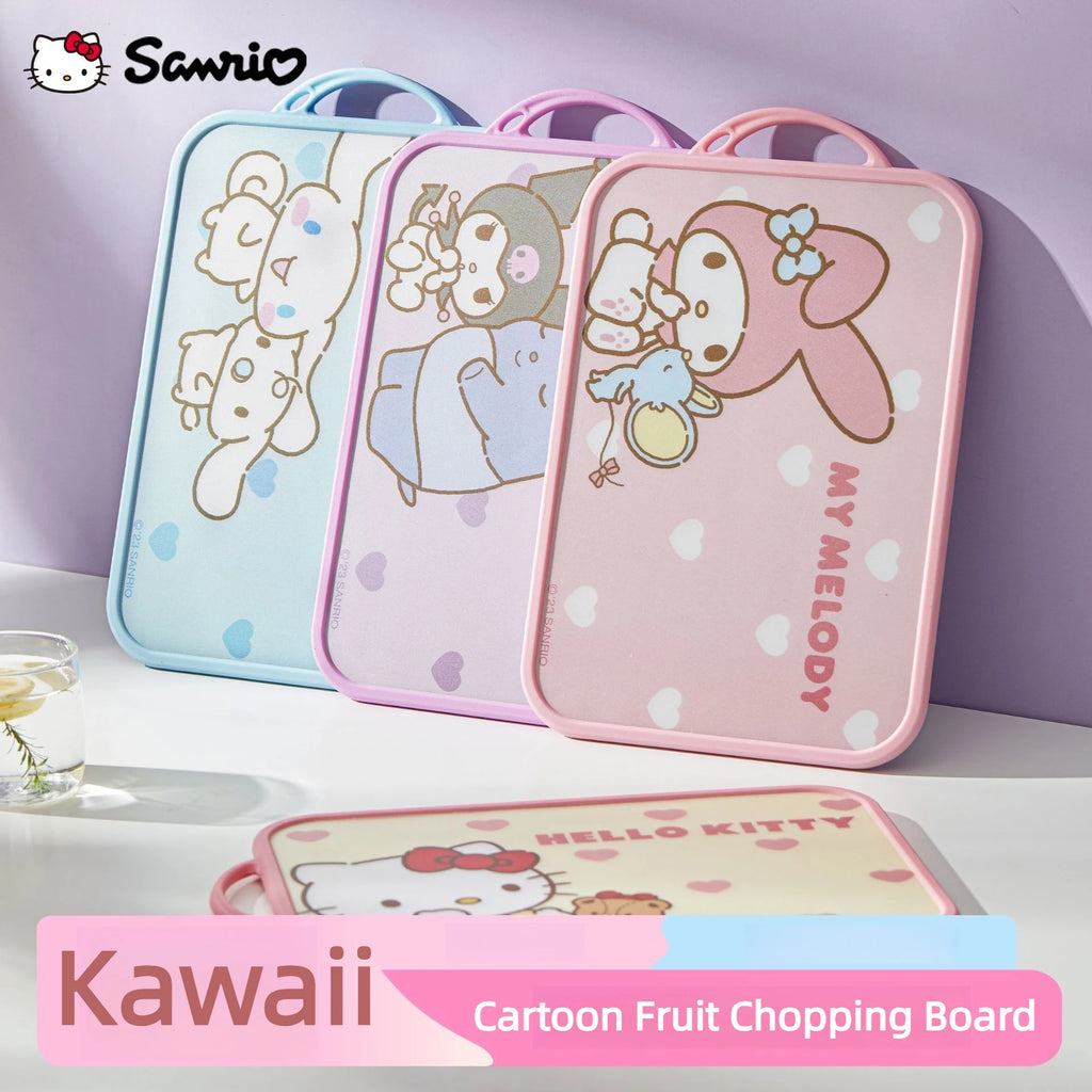 Sanrio Hello Kitty Kuromi My Melody Cinnamoroll Kawaii Cutting Board Cartoon Fruit Chopping Board for Kitchen Picnic Camping