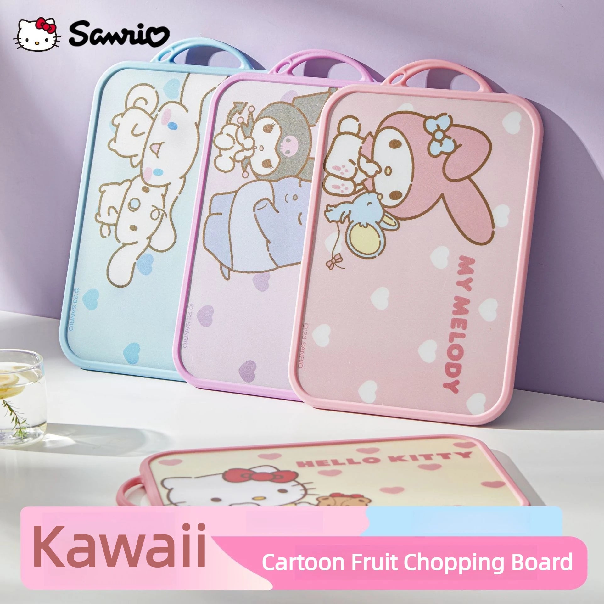 Sanrio Hello Kitty Kuromi My Melody Cinnamoroll Kawaii Cutting Board Cartoon Fruit Chopping Board for Kitchen Picnic Camping