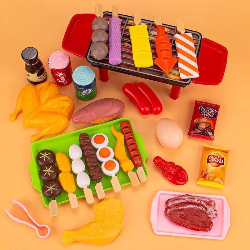 Complete simulate Play Kitchen Set for Kids Simulation Food Cookware BBQ Educational Role Play Toys Fun Gifts for Girls