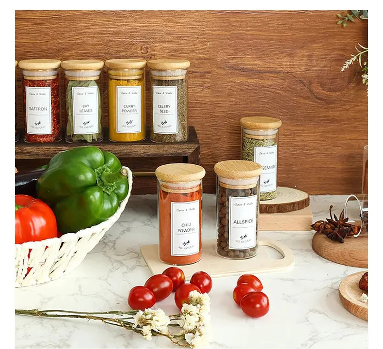 Kitchen Food Stickers Waterproof Food Spice Jar Label Seasoning Jar Sticker white black  Kitchen Canning Stickers Set