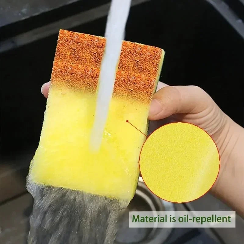 Kitchen Dishwashing Sponge Soft Absorbent Clean Rub Pot Rust Scouring Pad Removing Kits Household Cleaning Brush Sponge