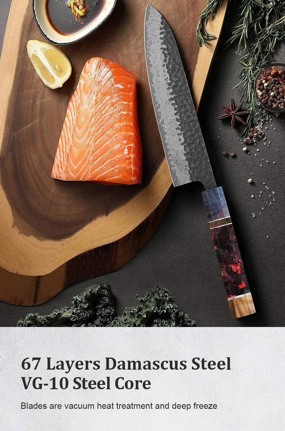 1-4 PCS Kitchen Knife set Damascus Steel Japanese chef Knife Santoku Knife Nakiri Knife kiritsuke knife Stable wood Handle