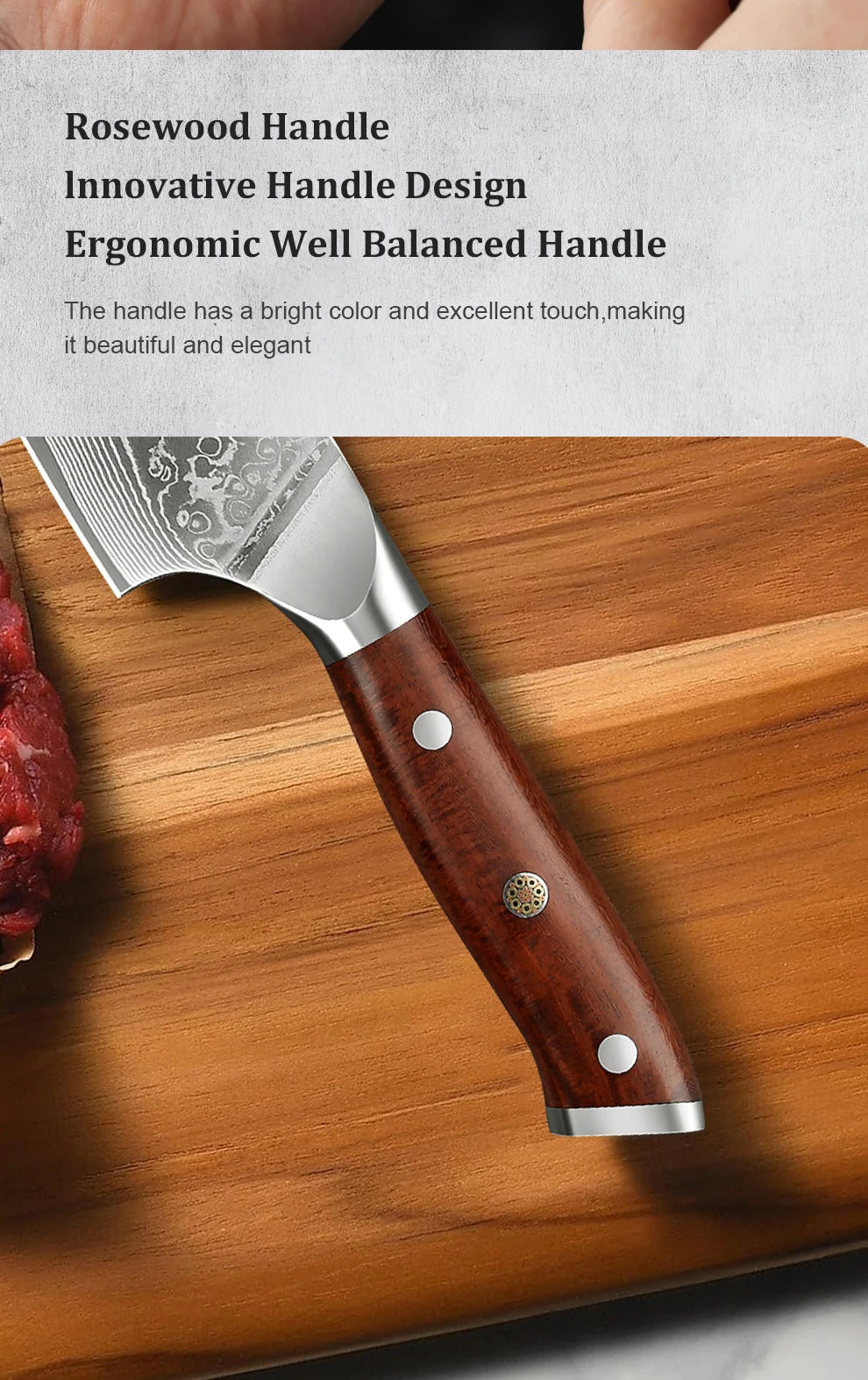 8 Inch Kitchen Chef Damascus Steel 67 Layers Japanese chef knife Chef's Knife with  's Knife Rosewood Handle