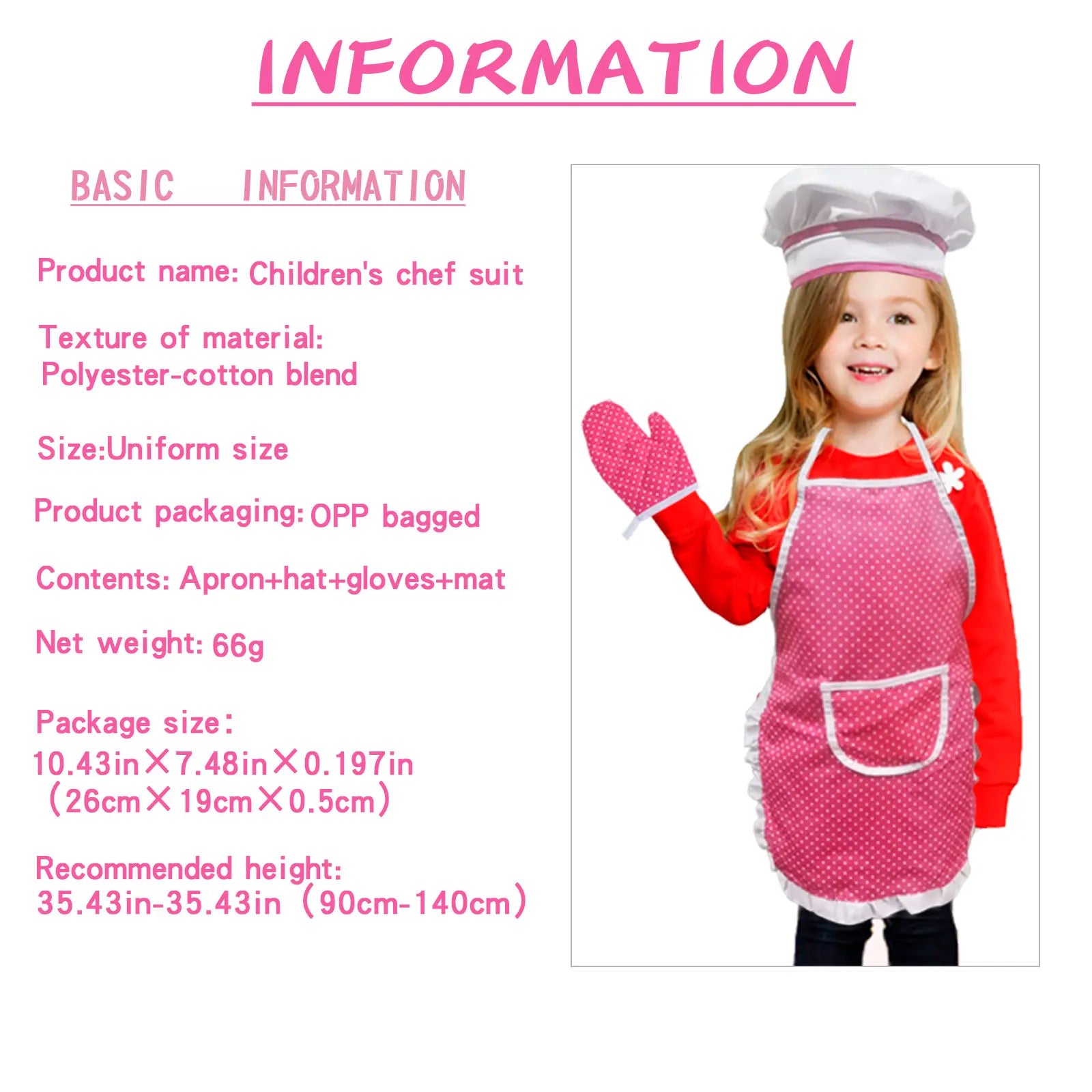 Chef Suit Children's Role Play Kitchen Baking Apron Toy