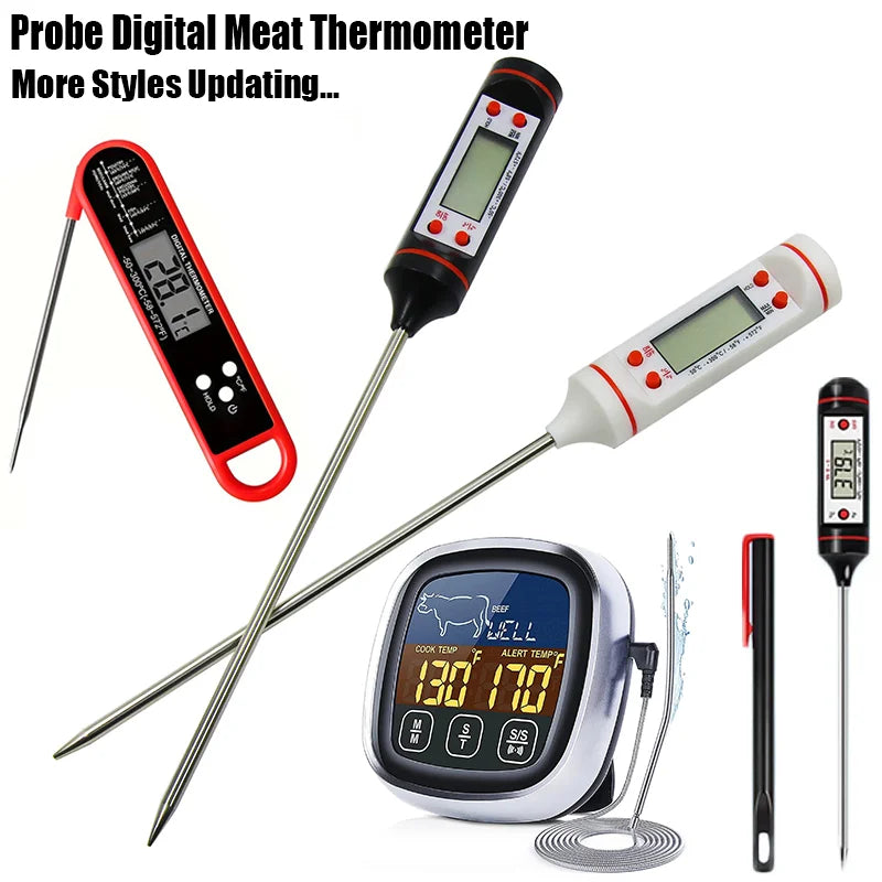 Kitchen Meat Thermometer Probe Type Digital Food Thermometer Cooking 300℃ Electronic Temperature Heat Gauge For Meat BBQ Milk
