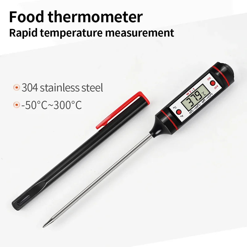 Kitchen Meat Thermometer Probe Type Digital Food Thermometer Cooking 300℃ Electronic Temperature Heat Gauge For Meat BBQ Milk