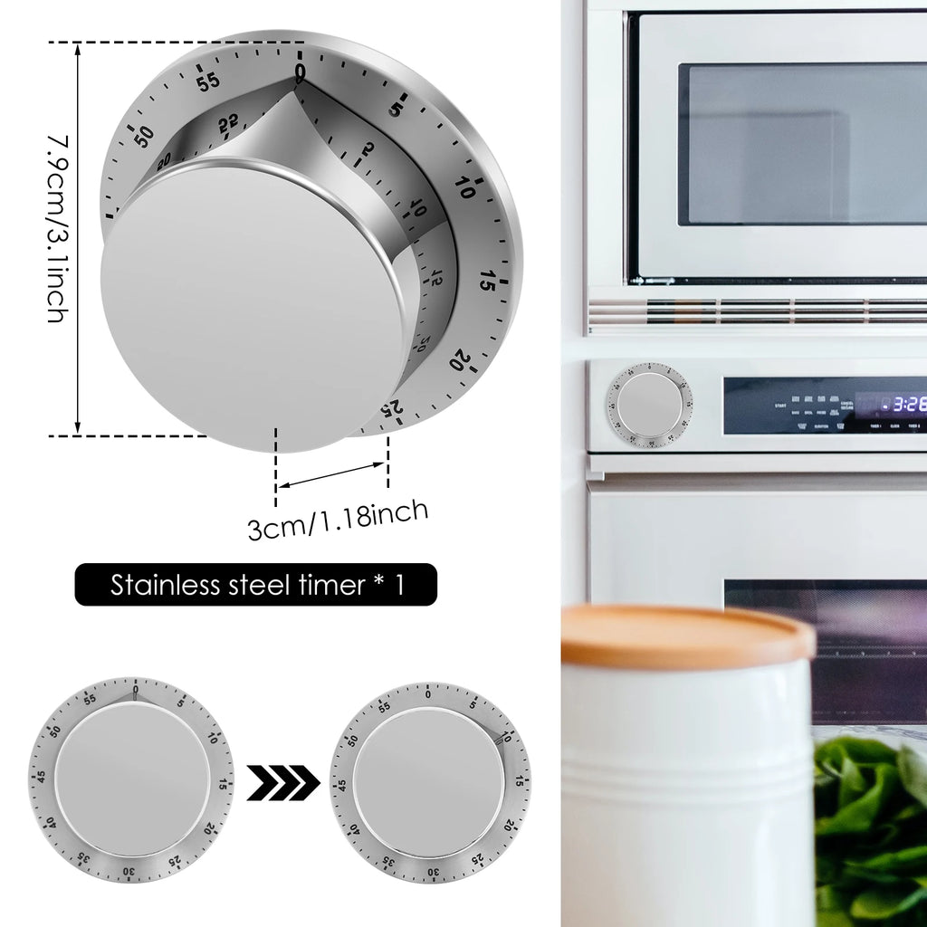 Kitchen Timer ABS and Steel Cooking Timer Waterproof Kitchen Countdown Timer Magnetic Timer Required Mechanical Kitchen Timer