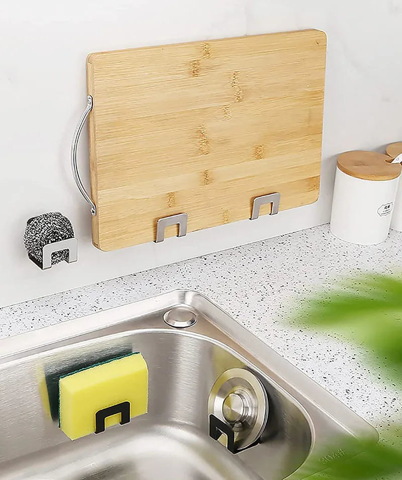 Kitchen Sink Sponge Holder Self Adhesive Drain Drying Rack Wall Hooks Sponge Stand Storage Organizer For Kitchen Sink Organizer
