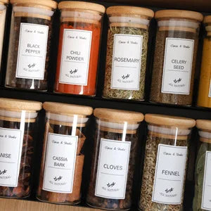 Kitchen Food Stickers Waterproof Food Spice Jar Label Seasoning Jar Sticker white black  Kitchen Canning Stickers Set