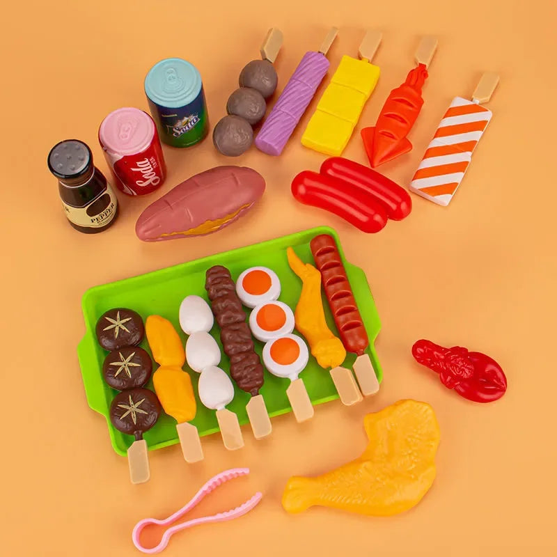 Complete simulate Play Kitchen Set for Kids Simulation Food Cookware BBQ Educational Role Play Toys Fun Gifts for Girls