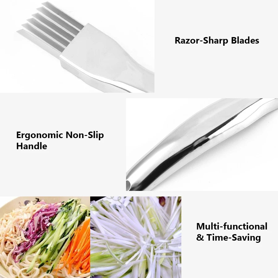 Kitchen Shred Silk The Knife, Stainless Steel Chopped Green Onion Knife, Curved Handle Design, Food Speedy Chopper Green Onion