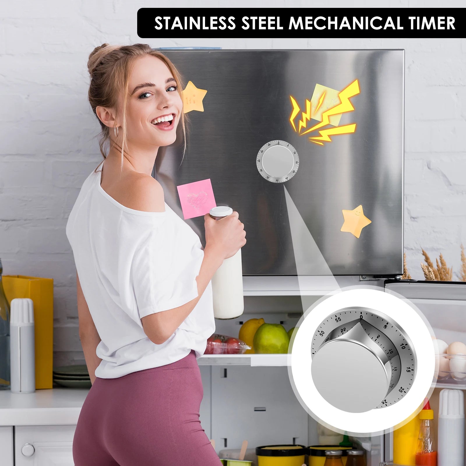 Kitchen Timer ABS and Steel Cooking Timer Waterproof Kitchen Countdown Timer Magnetic Timer Required Mechanical Kitchen Timer