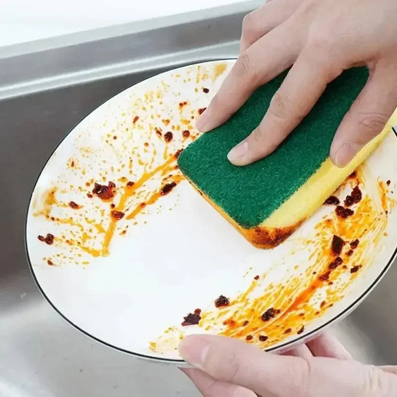 Kitchen Dishwashing Sponge Soft Absorbent Clean Rub Pot Rust Scouring Pad Removing Kits Household Cleaning Brush Sponge