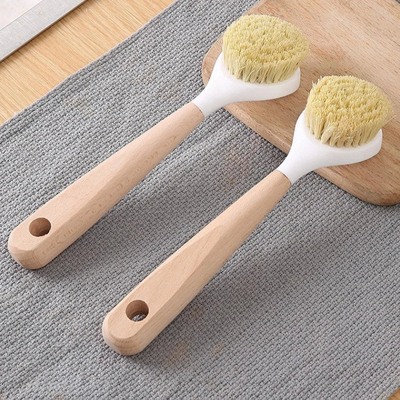 Kitchen Cleaning Brush Natural Wooden Handle Cleaning Brush Dishwashing Brush Cast Iron Frying Pan Brush