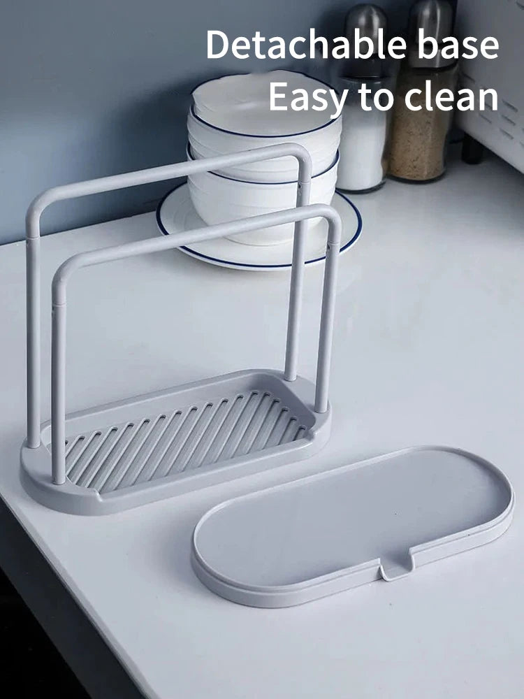 Kitchen Cloth Rack, Double-Layer Dishwashing Cloth Drain Rack, Sink Storage Rack, Countertop Sponge Steel Wire Ball Storage Rack