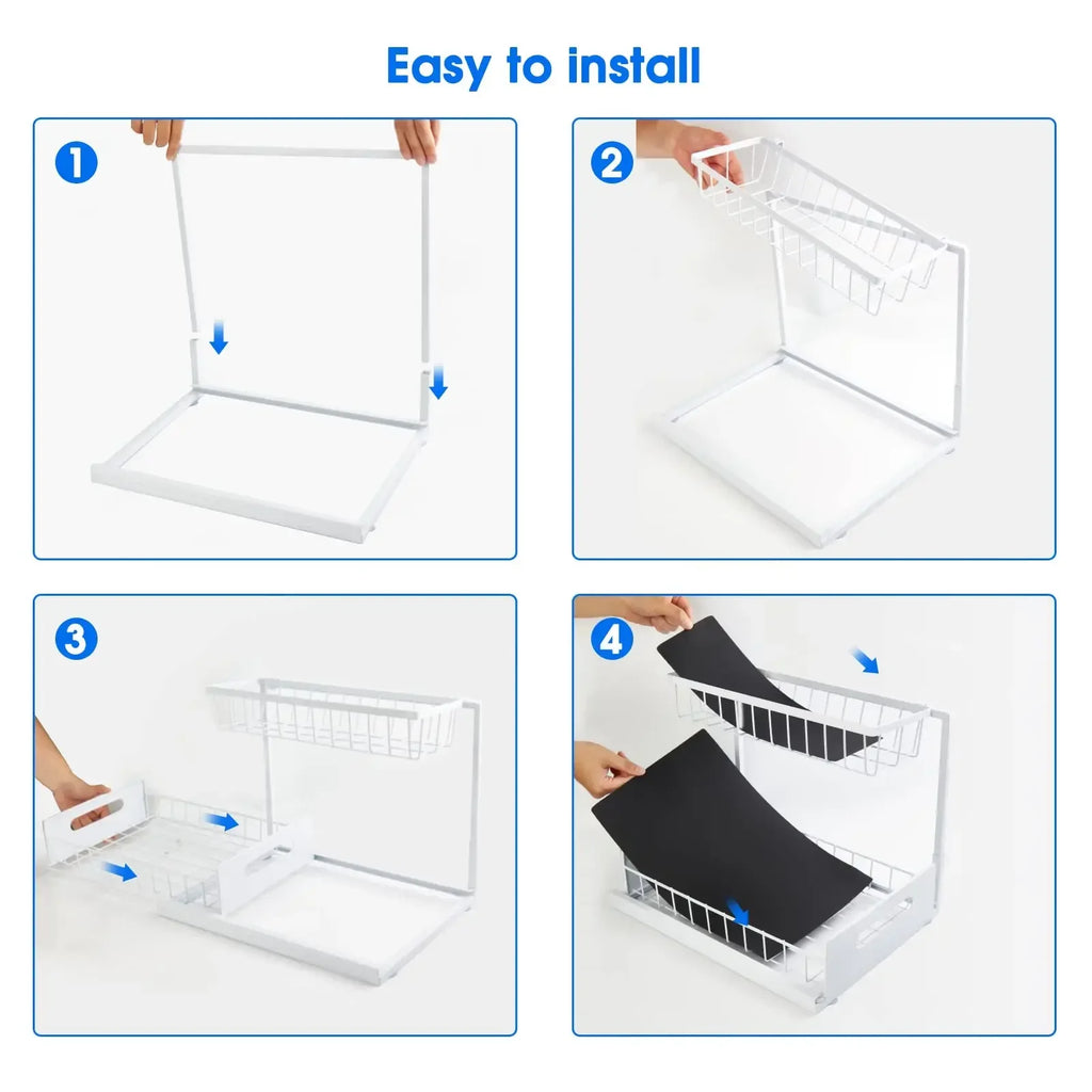 Kitchen Storage Magic Tool！Double-layer Pull-out Basket Under Sink，Easily Transform Unusable Space，Expand Storage Capacity by Do