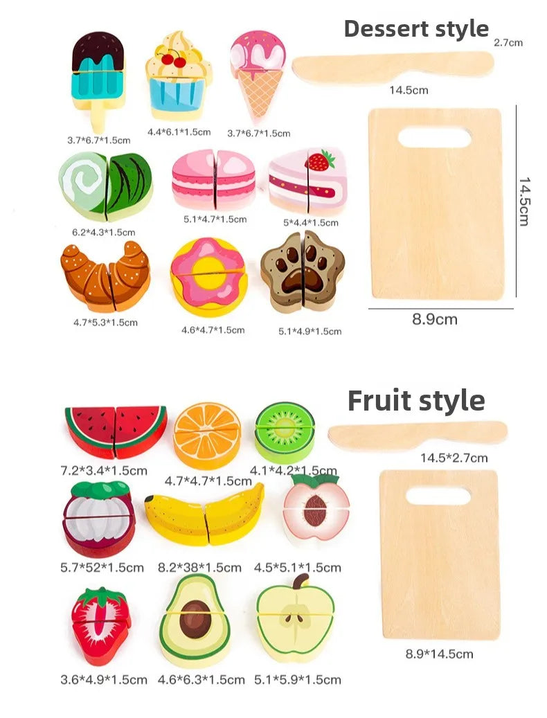 Simulation Kitchen Pretend Toy Wooden Classic Game Educational Toy For Children Kids Gift Cutting Fruit Vegetable Food Set