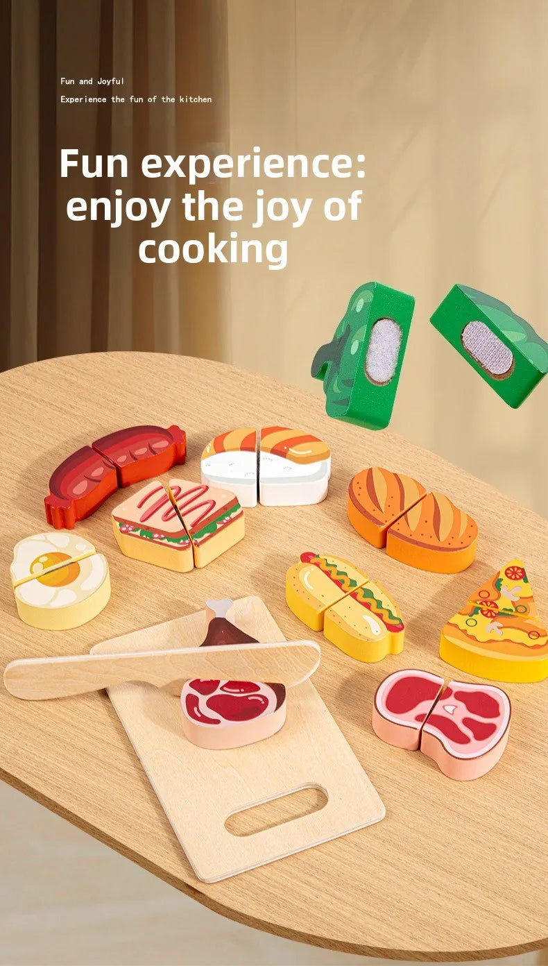 Simulation Kitchen Pretend Toy Wooden Classic Game Educational Toy For Children Kids Gift Cutting Fruit Vegetable Food Set