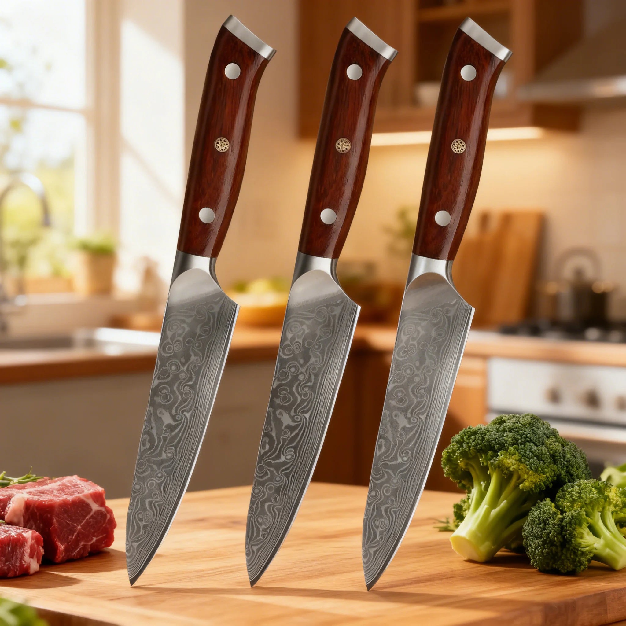 1/2/3/4PCS,Household 67 Layer Damascus Steel Kitchen Knife Fruit Vegetable Meat Cleaver Knife Cooking Knife Kitchen Tools