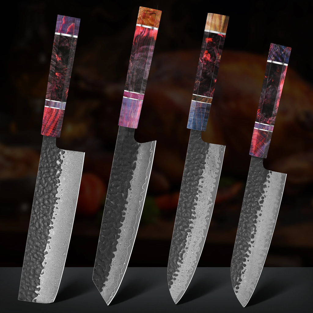 1-4 PCS Kitchen Knife set Damascus Steel Japanese chef Knife Santoku Knife Nakiri Knife kiritsuke knife Stable wood Handle