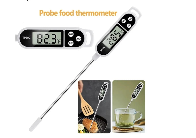 Kitchen Meat Thermometer Probe Type Digital Food Thermometer Cooking 300℃ Electronic Temperature Heat Gauge For Meat BBQ Milk
