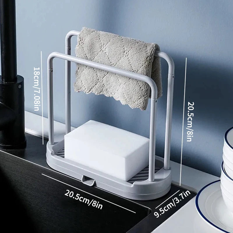 Kitchen Cloth Rack, Double-Layer Dishwashing Cloth Drain Rack, Sink Storage Rack, Countertop Sponge Steel Wire Ball Storage Rack