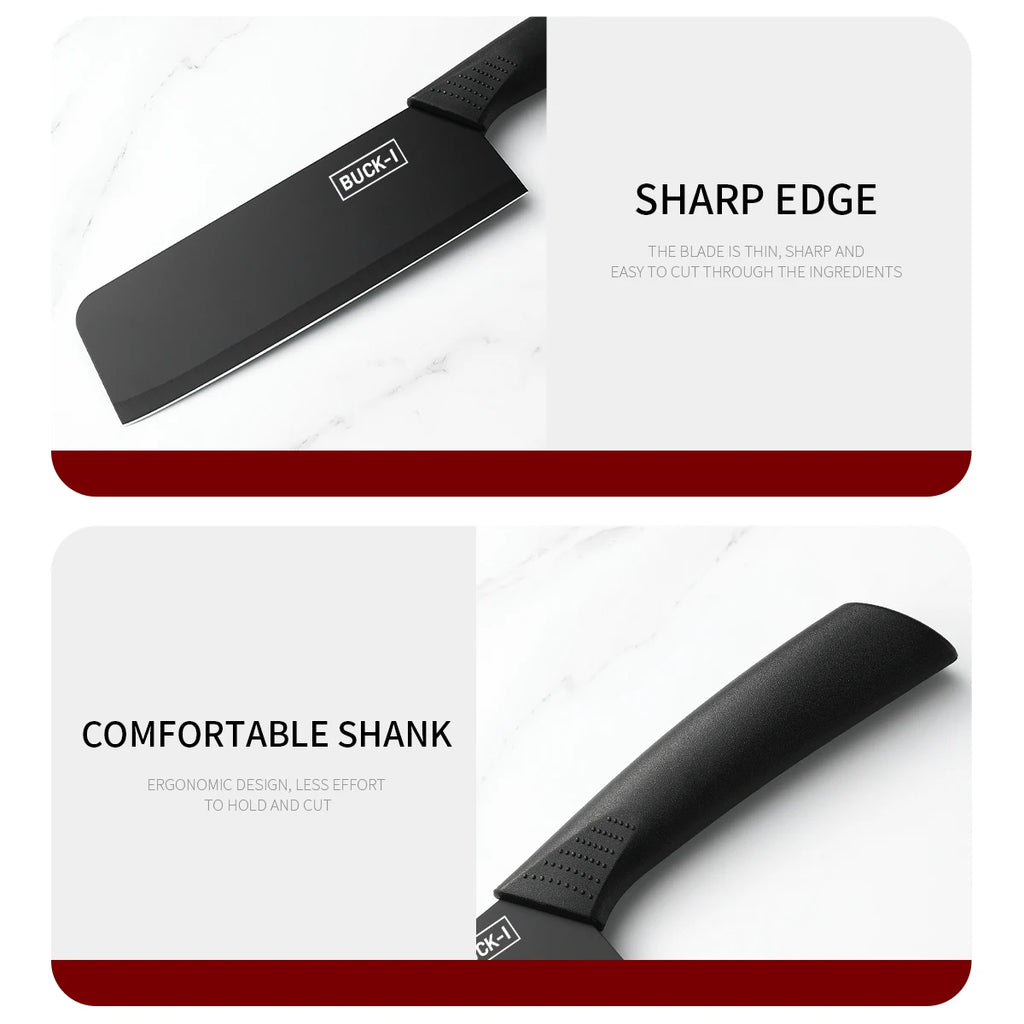3/5pcs Kitchen knife set, high-grade black steel knife set Gift knife Stainless steel kitchen utensils household knives
