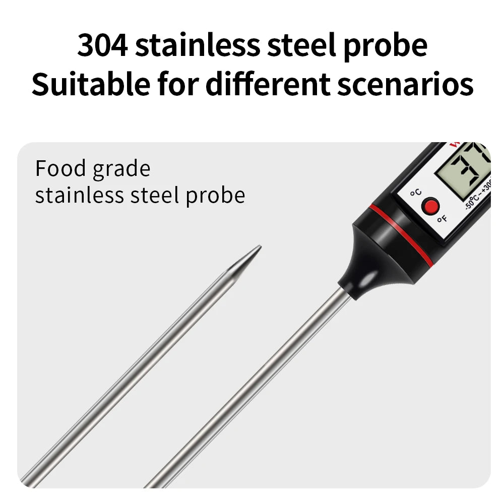 Kitchen Meat Thermometer Probe Type Digital Food Thermometer Cooking 300℃ Electronic Temperature Heat Gauge For Meat BBQ Milk