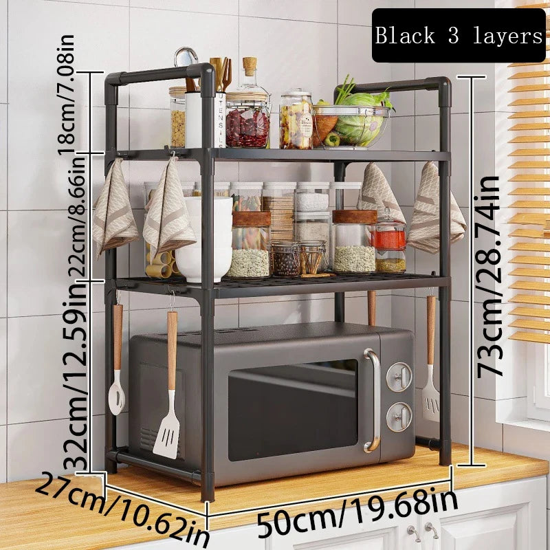 1 Microwave Storage Rack, Space Saving Countertop Kitchen Utensil And Cutlery Storage Rack, Plastic Kitchen Accessory Rack