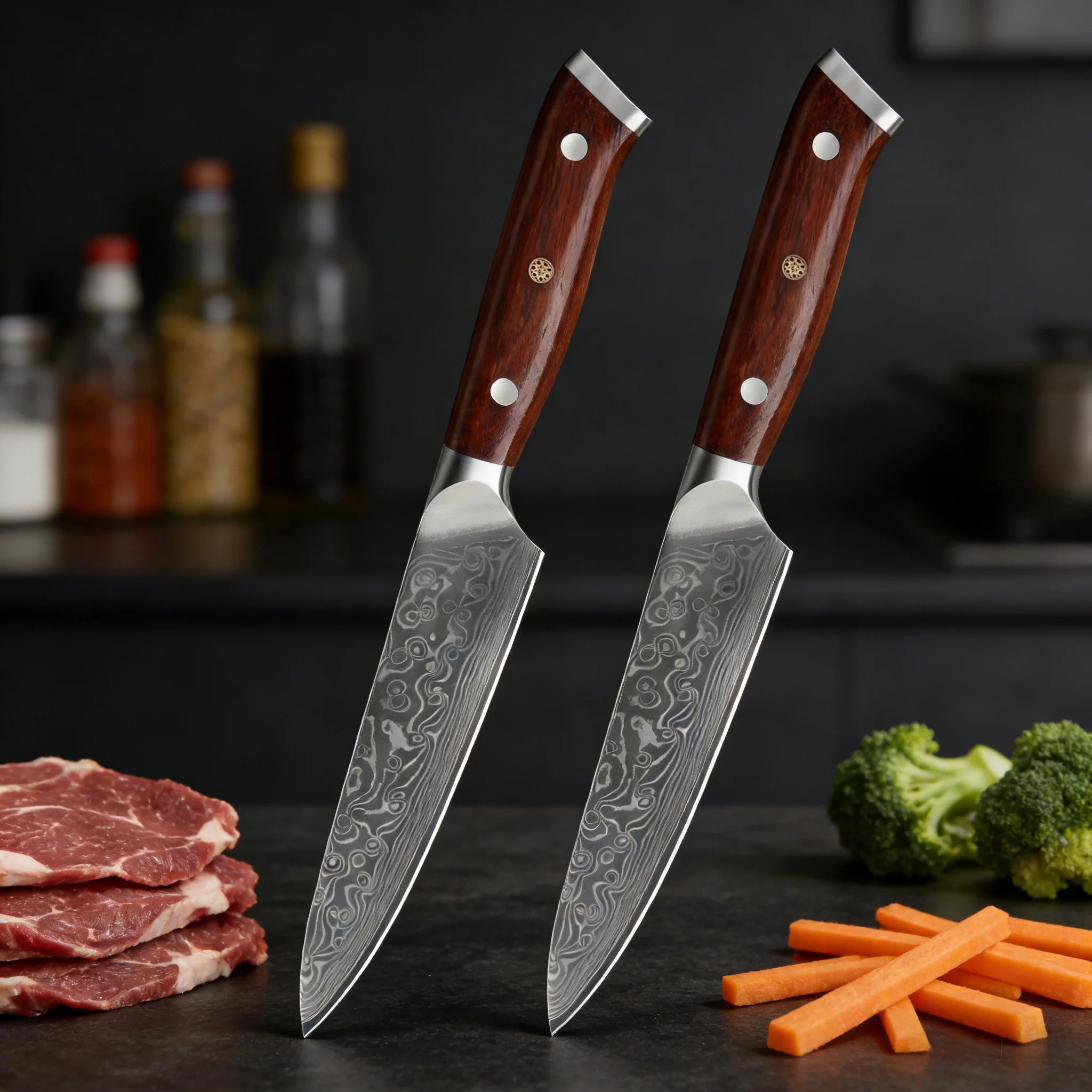 1/2/3/4PCS,Household 67 Layer Damascus Steel Kitchen Knife Fruit Vegetable Meat Cleaver Knife Cooking Knife Kitchen Tools