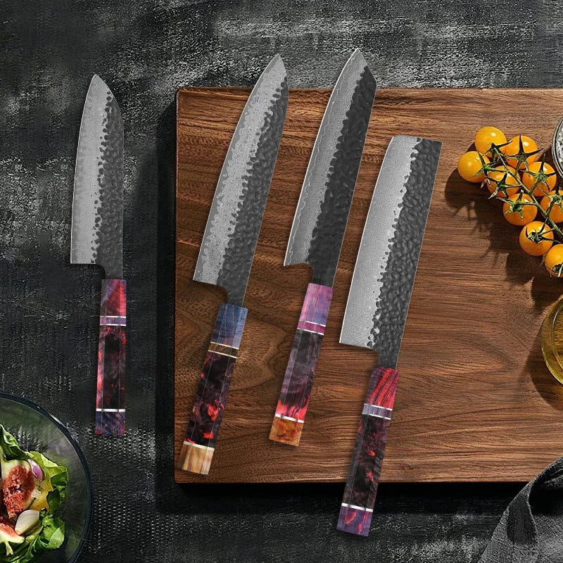 1-4 PCS Kitchen Knife set Damascus Steel Japanese chef Knife Santoku Knife Nakiri Knife kiritsuke knife Stable wood Handle