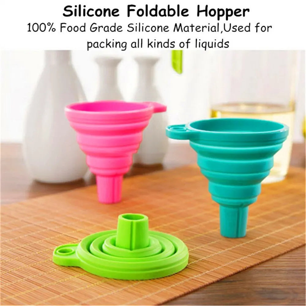 Kitchen Funnel Set, Kitchen Gadget Accessories Foldable Silicone Foldable Funnel for Filling Water Bottles With Liquid Transfer
