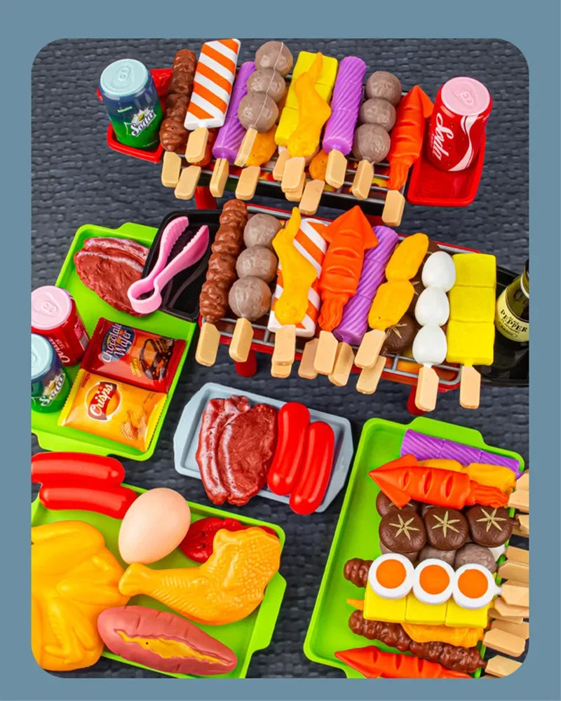 Complete simulate Play Kitchen Set for Kids Simulation Food Cookware BBQ Educational Role Play Toys Fun Gifts for Girls