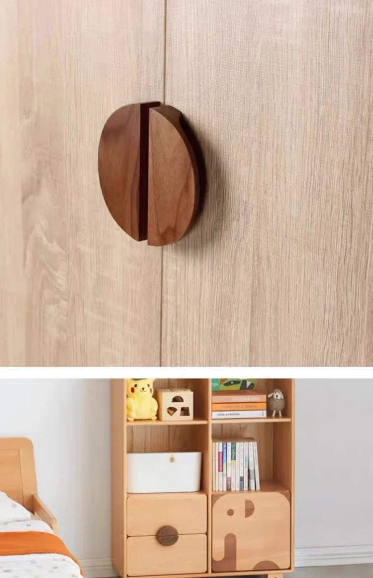 Kitchen Cabinet Door Wood Knobs Pulls Wardrobe Shoe Cupboards Drawer Semicircle Pulls Dressing Table Wooden Furniture Handles