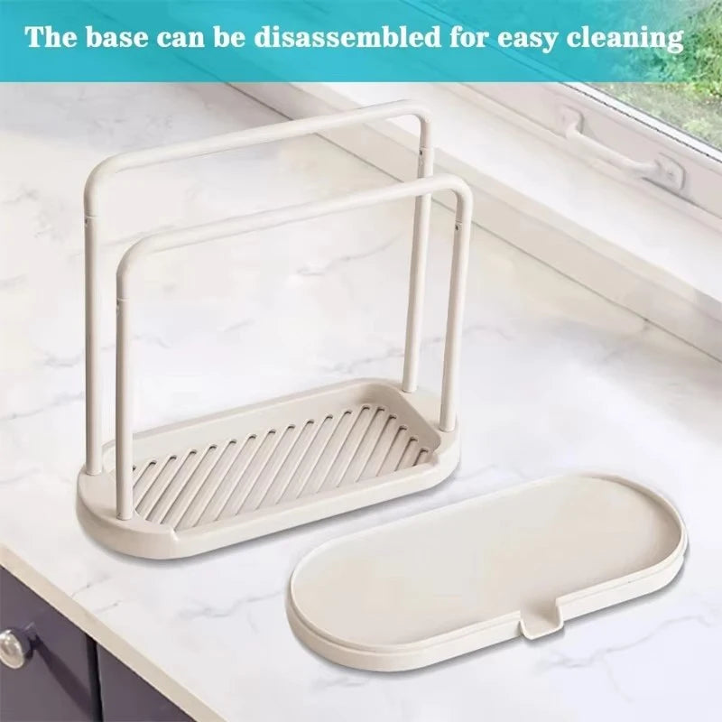 Kitchen Cloth Rack, Double-Layer Dishwashing Cloth Drain Rack, Sink Storage Rack, Countertop Sponge Steel Wire Ball Storage Rack