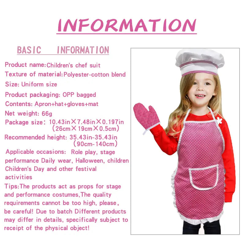 Chef Suit Children's Role Play Kitchen Baking Apron Toy