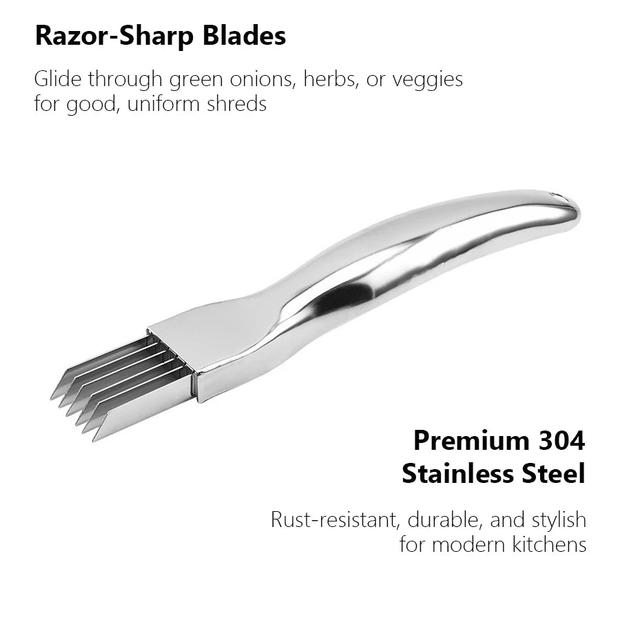 Kitchen Shred Silk The Knife, Stainless Steel Chopped Green Onion Knife, Curved Handle Design, Food Speedy Chopper Green Onion