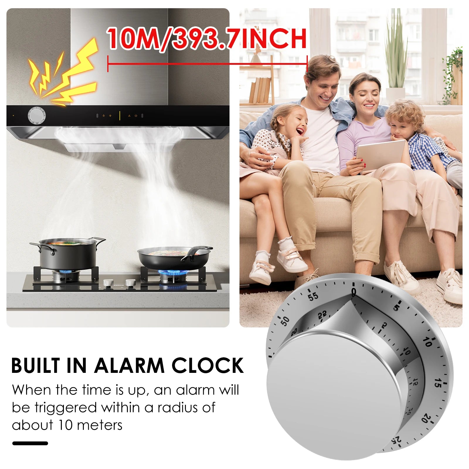 Kitchen Timer ABS and Steel Cooking Timer Waterproof Kitchen Countdown Timer Magnetic Timer Required Mechanical Kitchen Timer