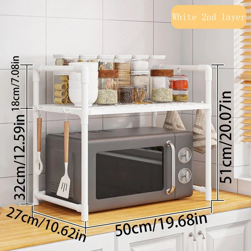 1 Microwave Storage Rack, Space Saving Countertop Kitchen Utensil And Cutlery Storage Rack, Plastic Kitchen Accessory Rack