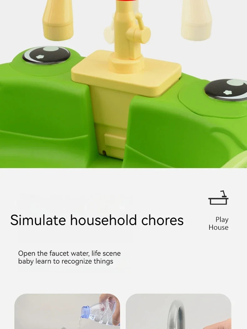 Toy Kitchen Set for Toddlers with Electric Circulating Water, Dishwasher Sink, Imaginative Pretend Play for Kids Boys Girls Ages